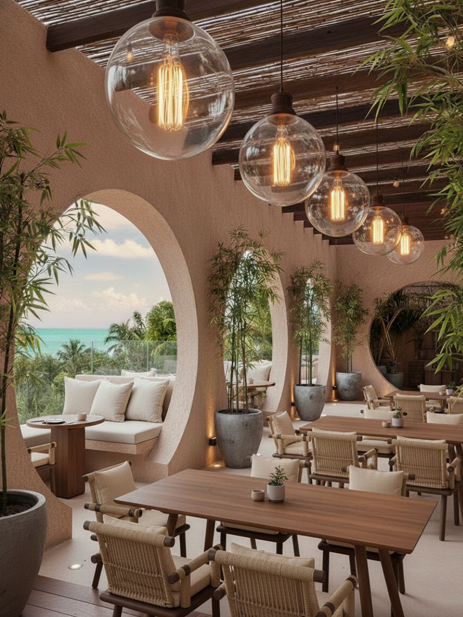 Completed bespoke parasol projects for resorts and villas