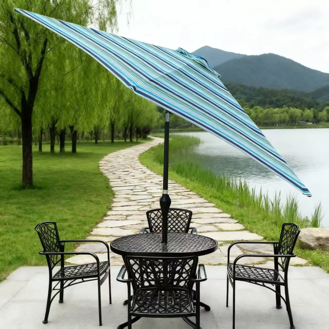 Market-style parasol configured to customer specification