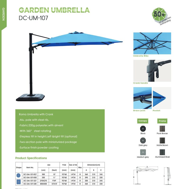 DC-UM-107 Roma garden umbrella catalog sheet
