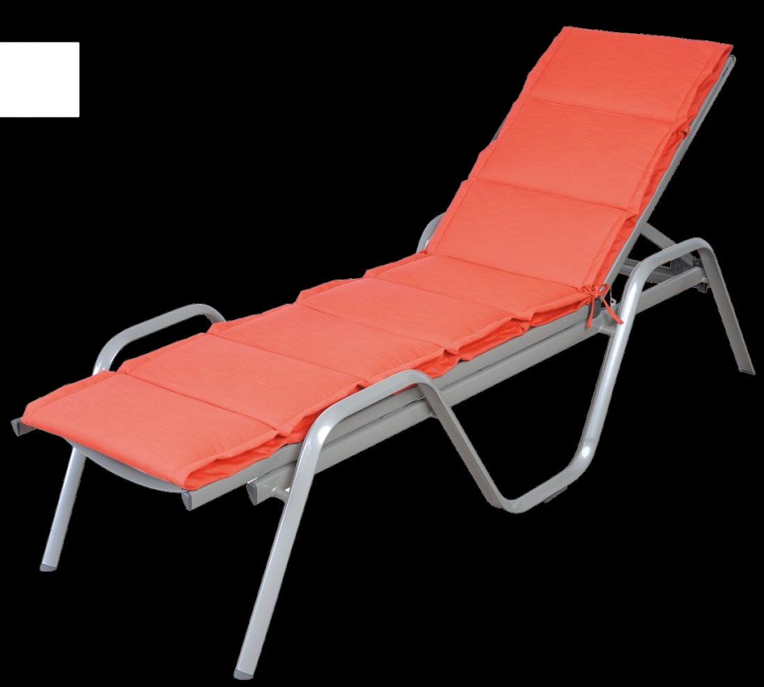 Orange cushioned sun lounger chair
