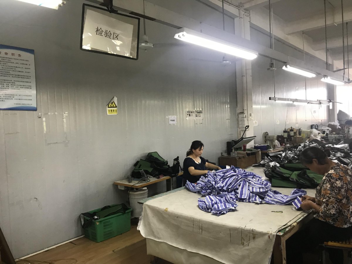 Quality control inspection area with finished products under review
